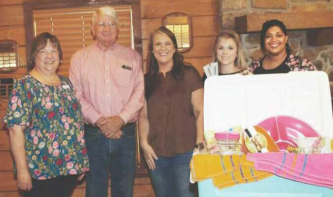 APRIL CHAMBER LUNCHEON - The April Chamber Luncheon was held Tuesday, April 16th. Pictured (L to R) are: Lana Hines - Hillcrest Executive Director, Charles Mitchell - door prize winner, Lea Ann Bennefield - Chamber Director, Morgan Jacks - door prize winner and Tasha Byrd - Chamber President. 		                   Tribune Photo